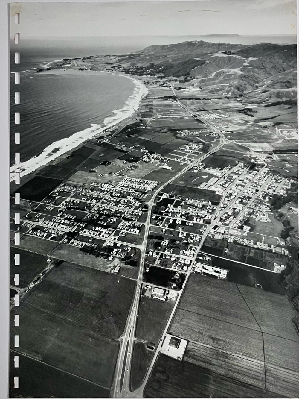 Rare HALF MOON BAY Aerial View 1968 / Vintage SILVER GELATIN Photo / 8x11 Inches
